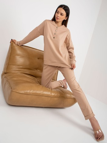 Camel bavlněný dvoudílný casual komplet – ANEMONE