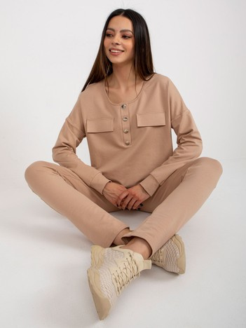 Camel casual komplet s knoflíky – AZARIA