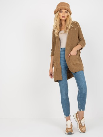 Camel kardigan ARNDÍS RUE PARIS s 3/4 rukávy