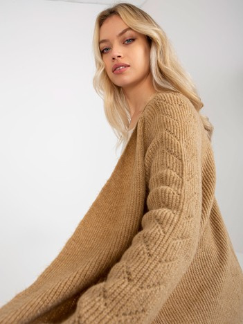 Camel maxi kardigan ASTGHIK bez zapínání
