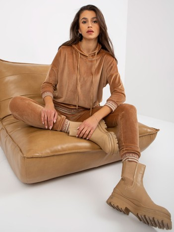 Camel viskózový velurový komplet – ASMINA