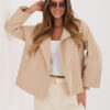Camel oversize kabát RUE PARIS s límcem – QUAELLE
