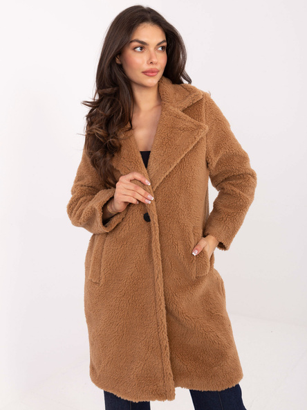Camel teddy kabát s kapsami – PERYNA