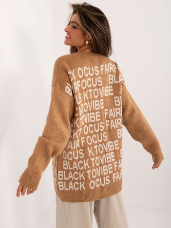 Velbloudí oversize svetr SANELA s nápisy
