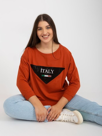 Cihlová plus size mikina APPLINNE