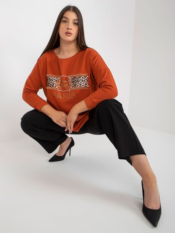 Cihlová plus size mikina PARISARA