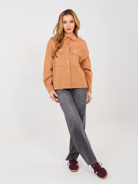 Cihlová oversize košile ITALY MODA s kapsami – ARABELINA