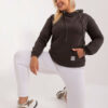 Tmavě khaki bavlněná mikina plus size s kapucí – KARENA