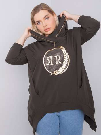 Tmavě khaki plus size mikina Fantasy s kapucí – DORORA