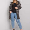 Tmavě khaki plus size pelerína WENONA Parma s potiskem