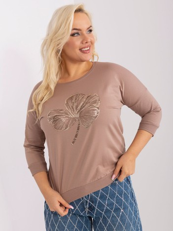 Tmavě béžová plus size mikina METALBLOOM