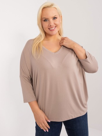 Tmavě béžový plus size top VIVANEA