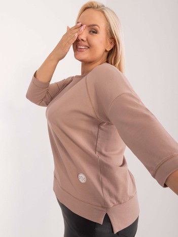 Tmavě béžový plus size top SIDELO