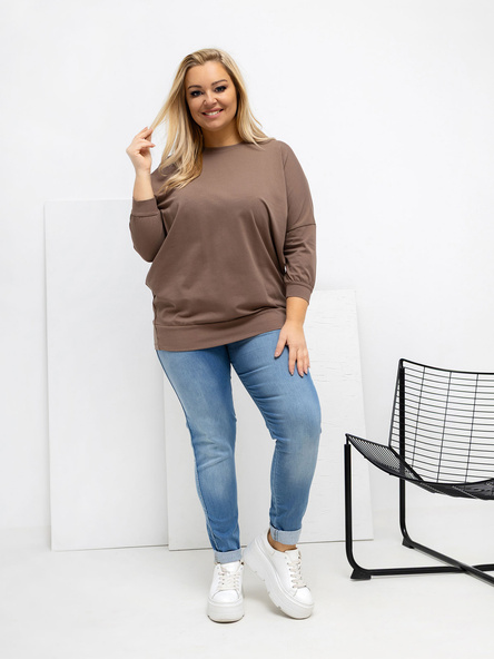 Tmavě béžový plus-size top CURVESSA