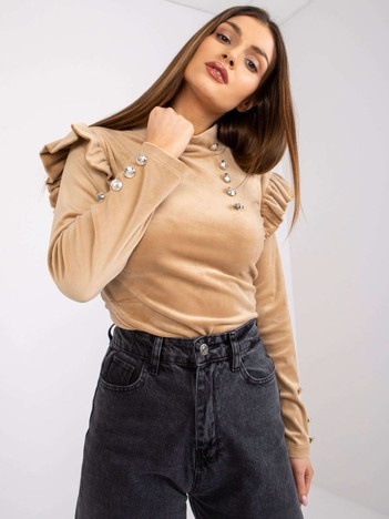 Karamelová halenka CAPRIELLA ze sametu