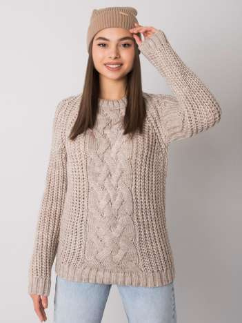 Tmavě béžová pletená beanie čepice – OLIVIE
