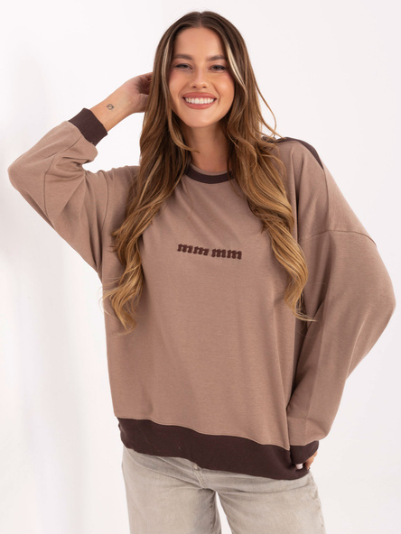 Tmavě béžová mikina MINIARA s hnědými lemy