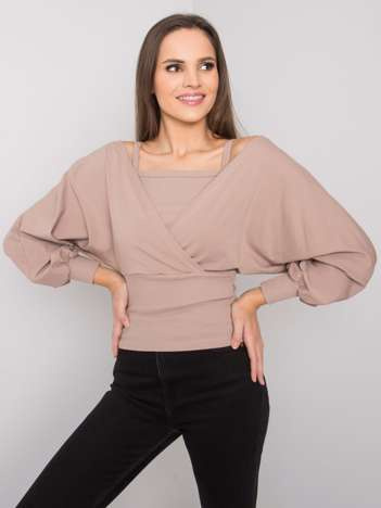 Tmavě béžová halenka CHAVRIELLE s netopýřími rukávy