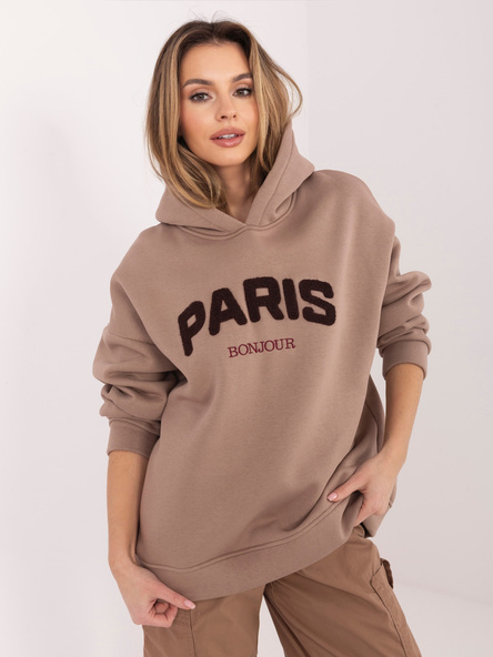 Tmavě béžová mikina RUE PARIS s nápisem Paris – BELYNA