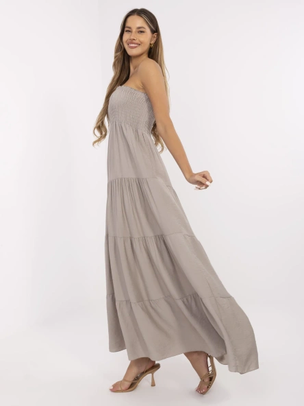 Tmavě béžové bandeau maxi šaty DIANORA