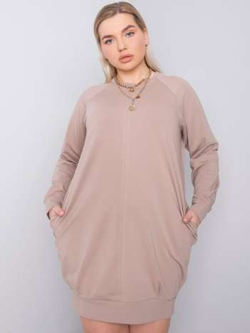 Tmavě béžové plus size šaty ARIADNE BFG z bavlny