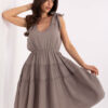 Tmavě béžové volánové midi šaty HONORIA