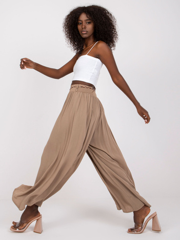 Tmavě béžové široké kalhoty Surie OCH BELLA – DELESSIA