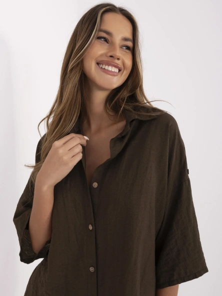 Tmavě hnědá letní košile ITALY MODA ze setu – FABIELA