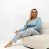 Tmavě mátové bavlněné pyžamo FATMIRA plus size