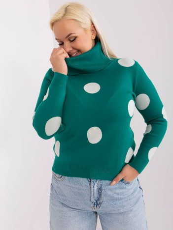 Tmavě mořský plus size svetr FADILA s puntíky