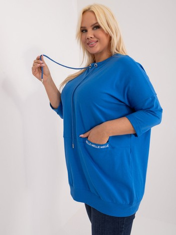 Tmavomodrá plus size mikina POCKETTA