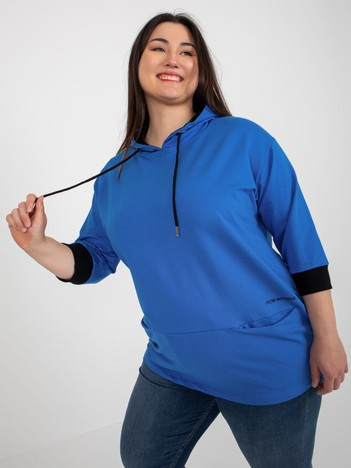 Tmavě modrá plus size mikina NOVELLA s kapucí