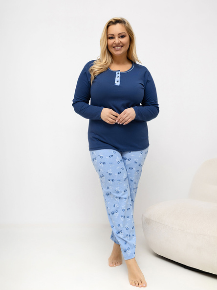 Tmavě modré bavlněné pyžamo SYNNØVE plus size