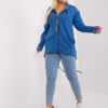 Tmavě modrá mikina plus size s nápisy – RINELIA