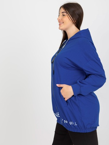 Tmavě modrá propínací mikina plus size s kapucí – ULIELLA