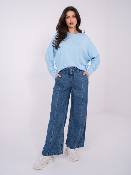 Tmavě modré wide-leg džíny SUBLEVEL s prošitím – IREORIA