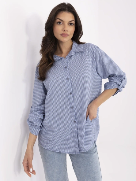 Tmavě modro-bílá kostkovaná košile ITALY MODA – ELIANA