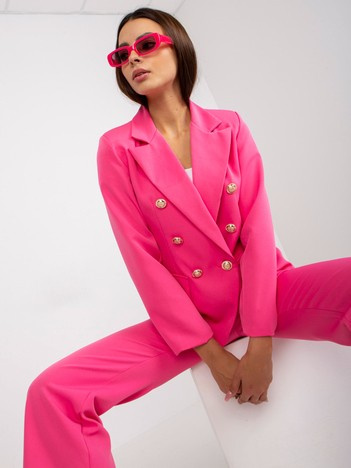 Tmavě růžové dvouřadé sako s dlouhým rukávem – MIRERIA