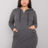 Tmavě šedá plus size tunika UMBRIA s kapucí