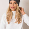 Tmavě šedá beanie čepice s bambulí – NICOL