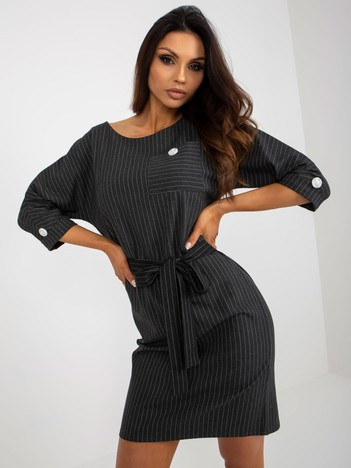 Tmavě šedé vlněné plus size midi šaty THEODORA