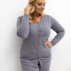 Tmavě šedé bavlněné pyžamo JONIDA plus size s rozepínací blůzou