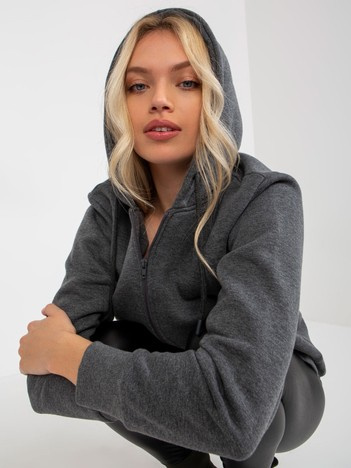 Tmavě šedá propínací basic mikina s kapsami – ULIINA