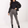 Tmavě šedé skinny džíny s ozdobnými knoflíky – IDABELLA