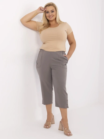 Tmavě šedé rybářské kalhoty plus size s knoflíky – FENALIA