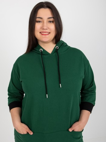 Tmavě zelená plus size mikina NOVELLA s kapsami
