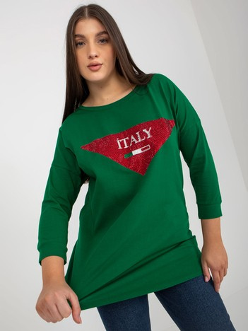 Tmavě zelená plus size mikina APPLINNE