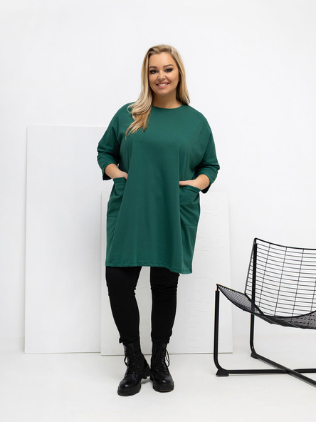 Tmavě zelená plus-size tunika BUTTONEL