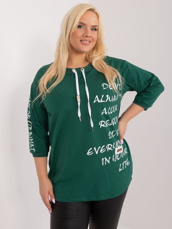 Tmavě zelená mikinová tunika SCRIPTINA plus size