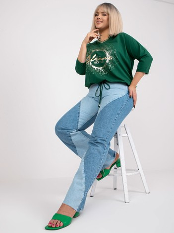 Tmavě zelená plus size mikina MAILENNE s motýlem